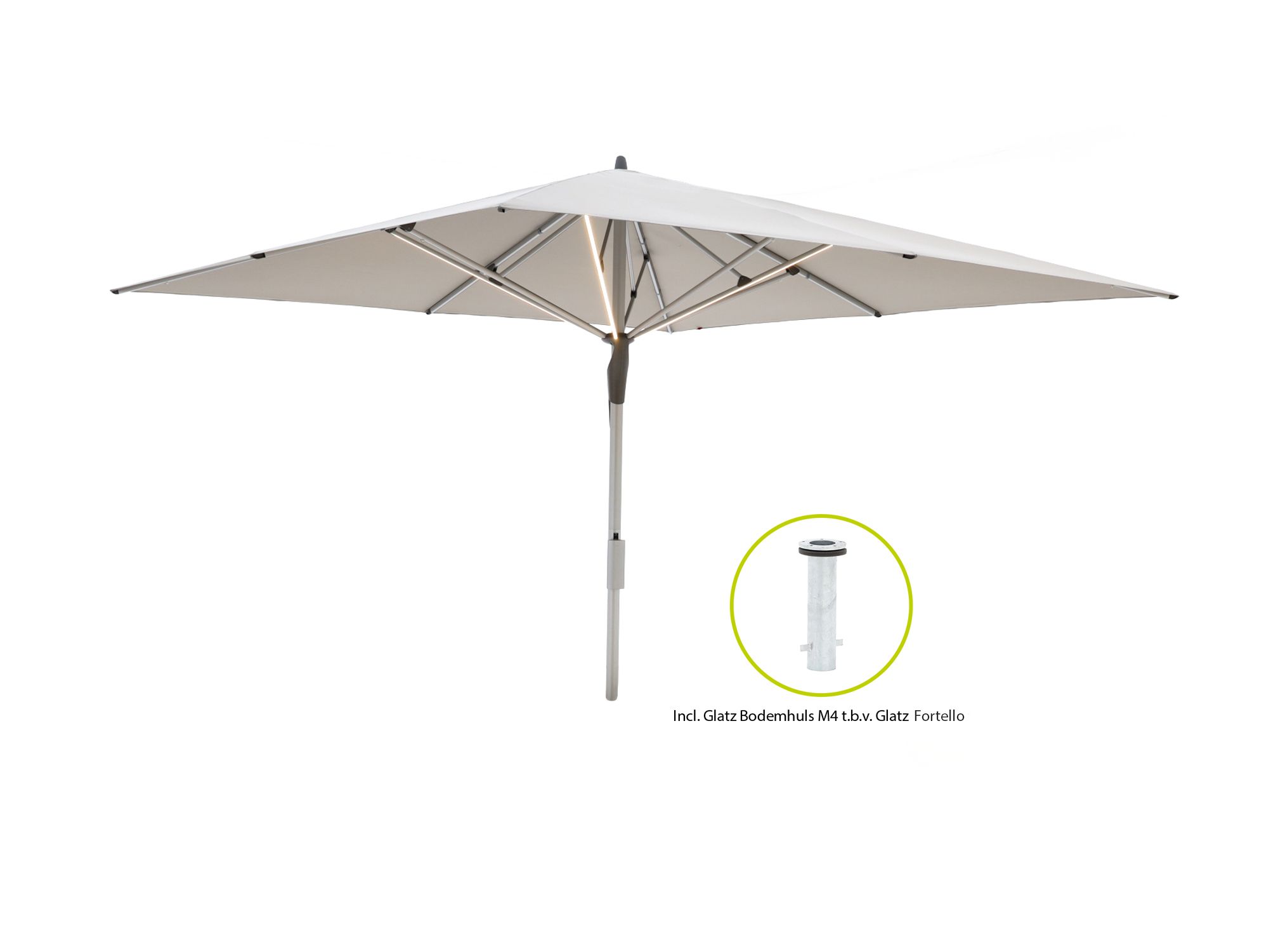 Glatz Fortello LED parasol 400x400cm
