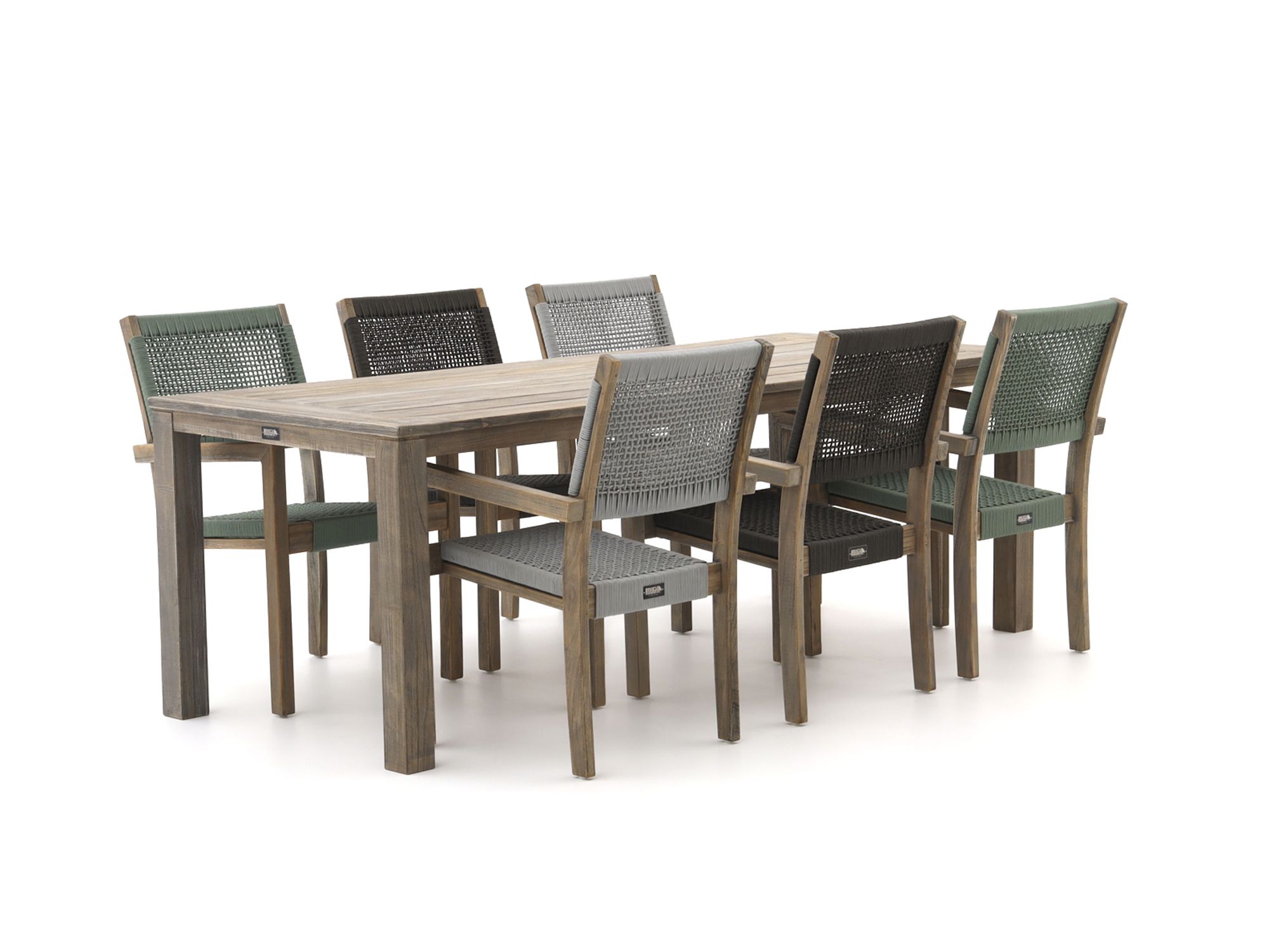 ROUGH-L Rope/ROUGH-S 220cm dining tuinset 7-delig stapelbaar
