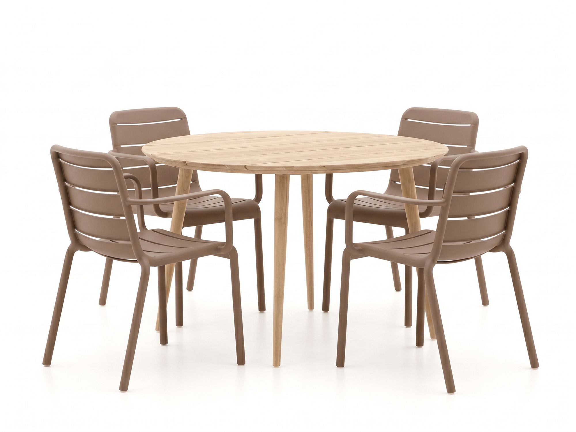 Forza Narni/ROUGH-K ø 115cm dining tuinset 5-delig stapelbaar