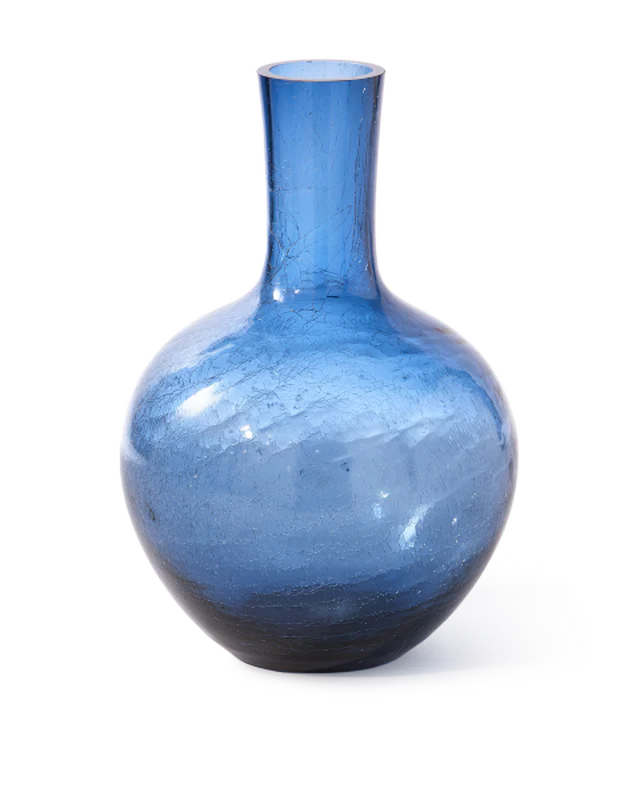 Crackled glass ball body vase L