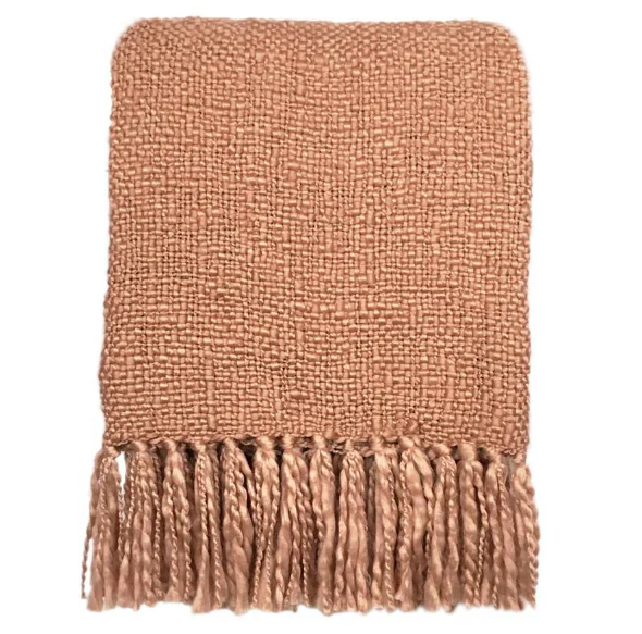 Plaid Brush pink throw
