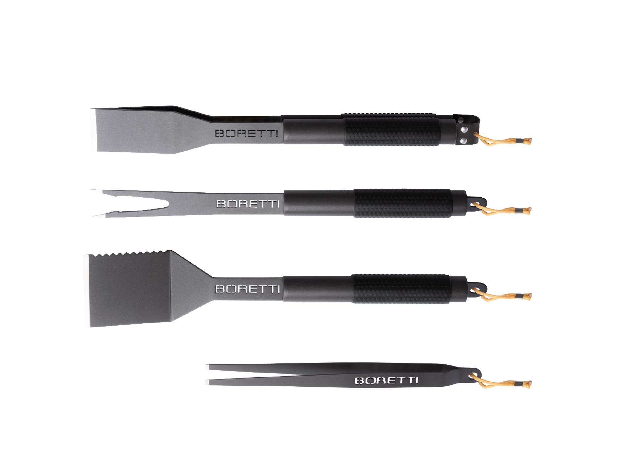 Boretti barbecue grill gereedsschapsset 4-delig (tang, spatel, vork, pincet)