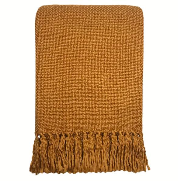 Plaid inca solid throw
